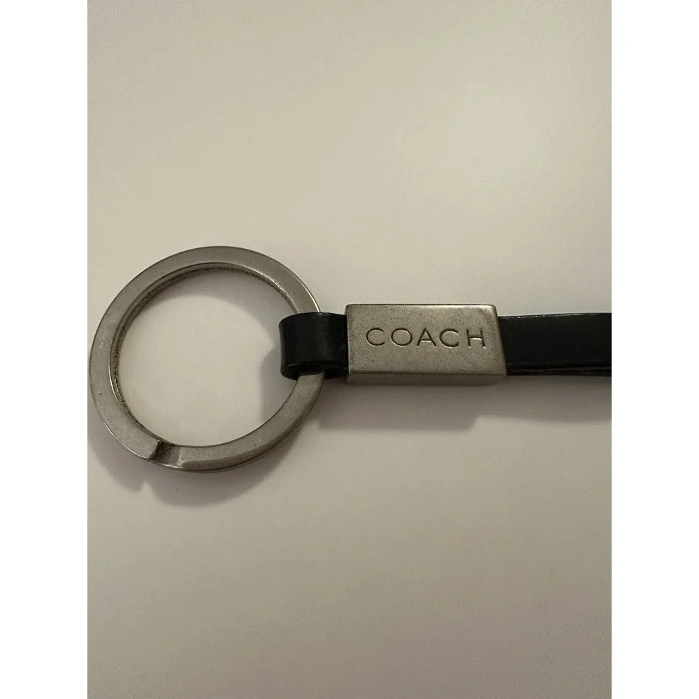 Vintage Coach Black Leather Loop Keychain Key Ring Purse Accent